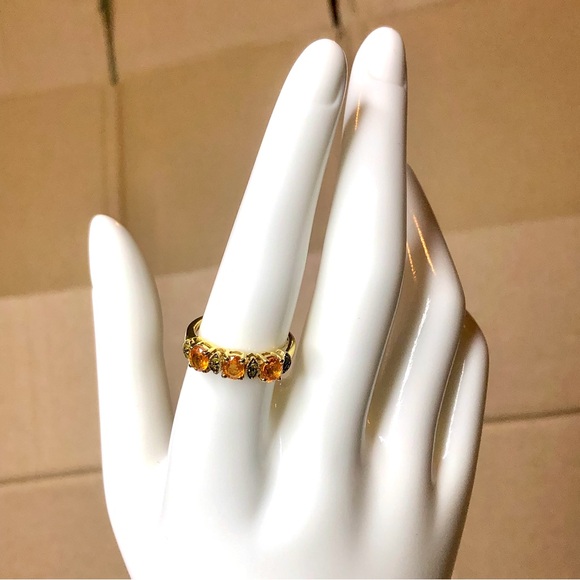 CITRINE and MARCASITE Vermeil Single Band Ring Sz 7 - Picture 8 of 17